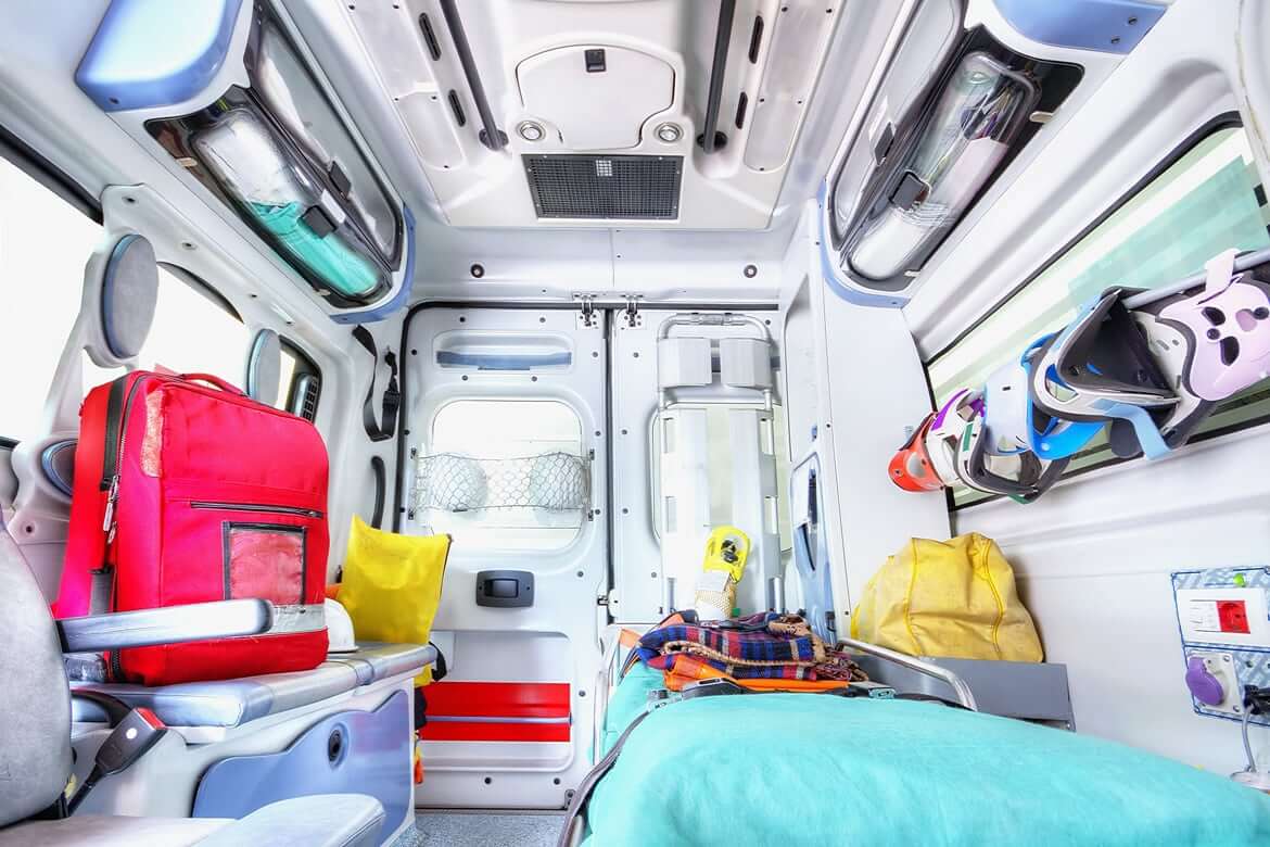 Inside of an ambulance